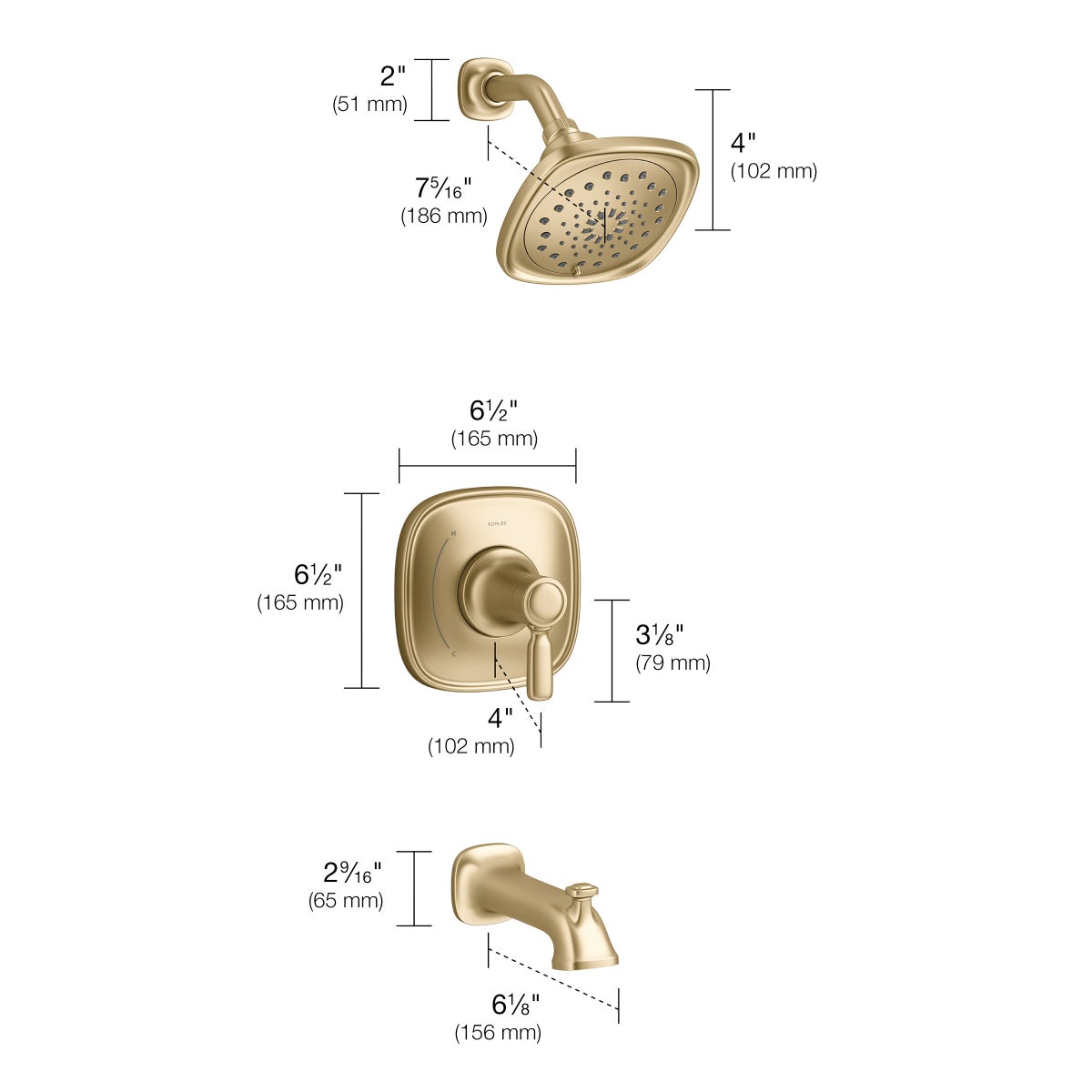 NEW - Kohler Terzet Rite-temp Bath and Shower Trim Set