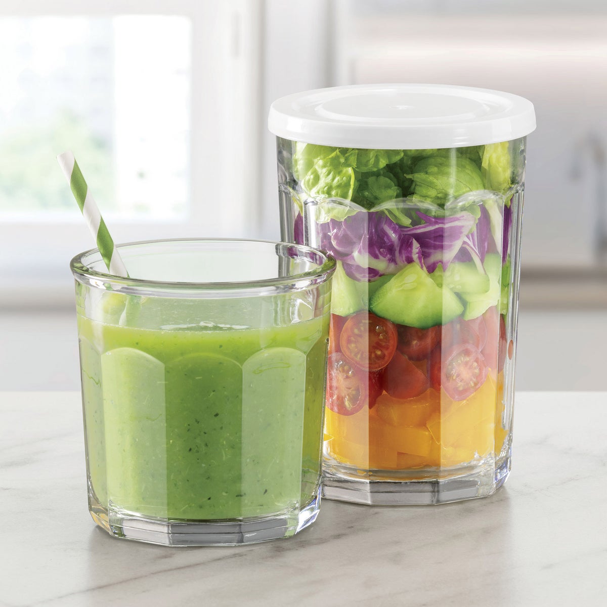 Libbey Atria 16pc Glassware Set with Lids - Retail $26