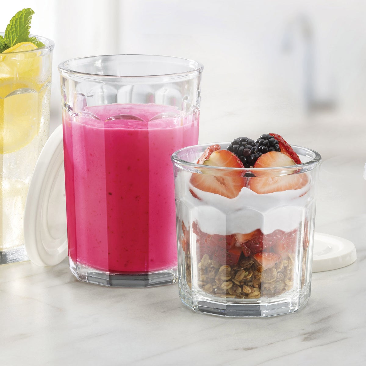 Libbey Atria 16pc Glassware Set with Lids - Retail $26