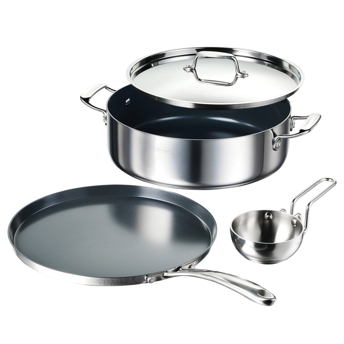 NEW - Tramontina 6.5 Qt Covered Casserole, 12-inch Dosa Tawa & Tadka Set