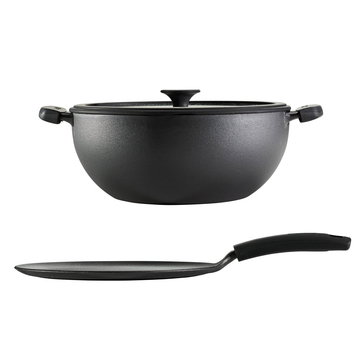 Tramontina 3-piece Cast Iron 7-quart Deep Kadai & Flat Tawa Cookware Set