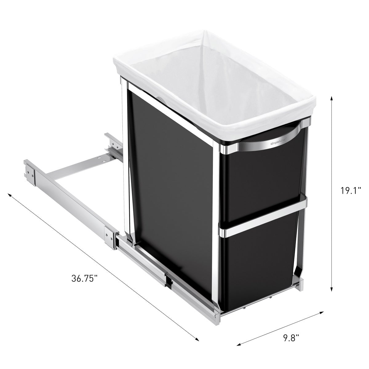 simplehuman 30L Under Counter Pull-out Can and 40-pack Custom-fit Liners - Retail $80
