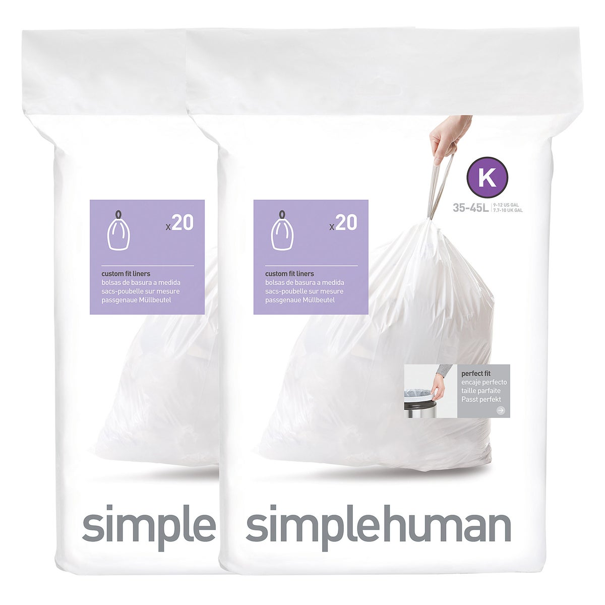 simplehuman 30L Under Counter Pull-out Can and 40-pack Custom-fit Liners - Retail $80
