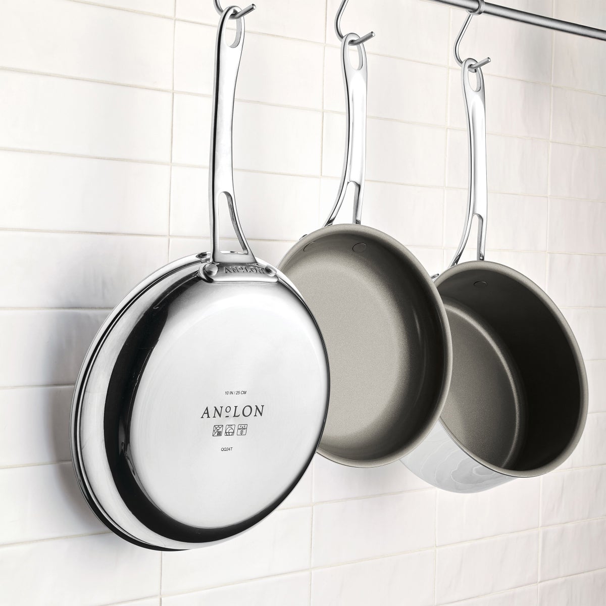 Anolon EverLast Ceramic Nonstick 11-piece Cookware Set, Stainless Steel