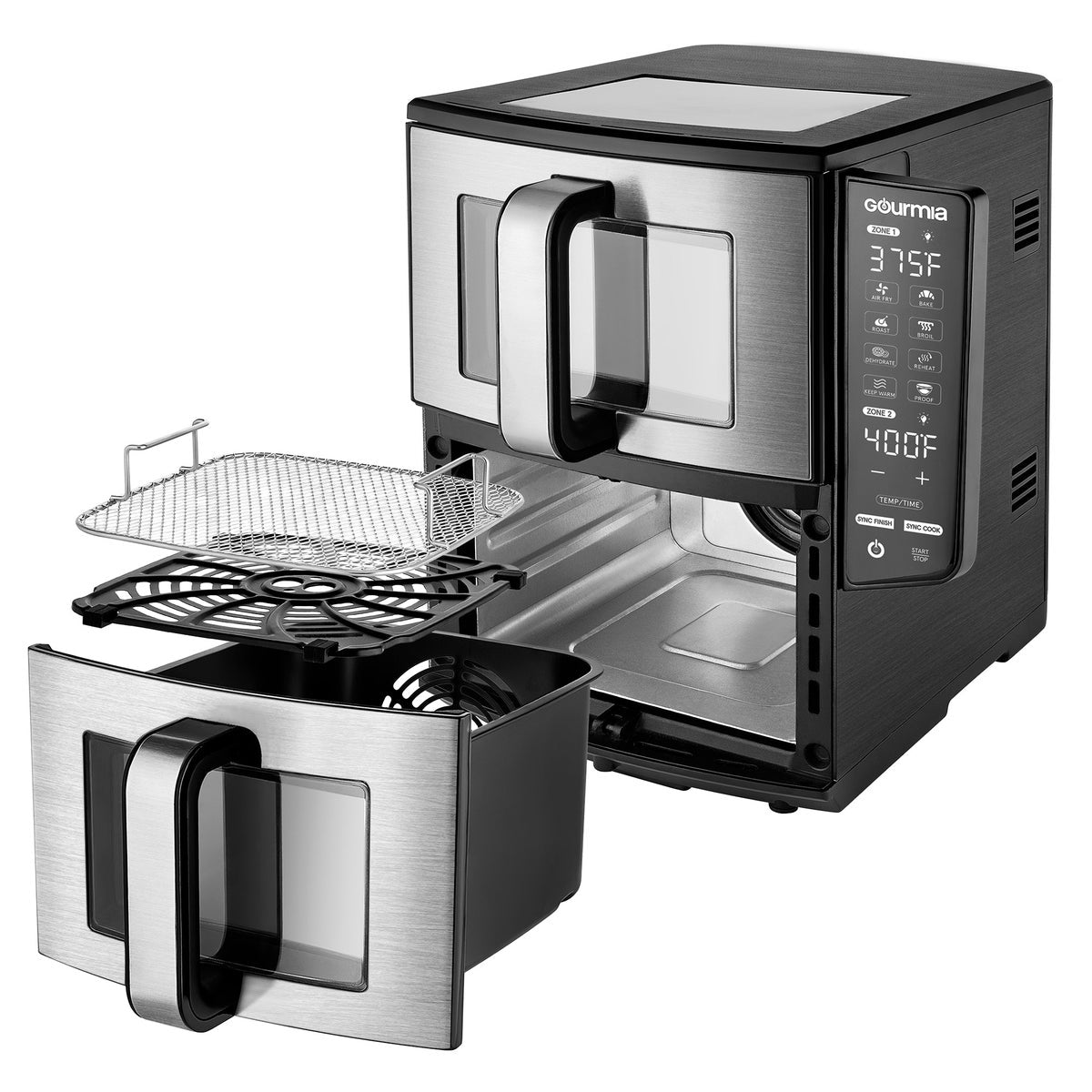 Gourmia 11-QT. Dual Basket Air Fryer with Smart Finish & 4-Layer Cooking