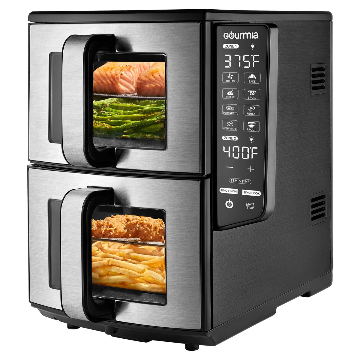 Gourmia 11-QT. Dual Basket Air Fryer with Smart Finish & 4-Layer Cooking