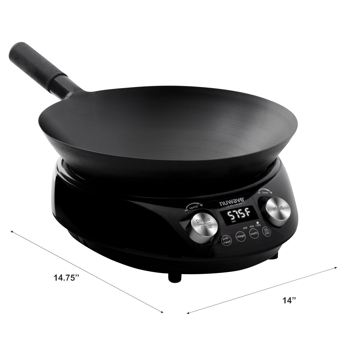 Nuwave Induction Hot Wok with 14" Carbon Steel Wok, Glass Lid & Stand