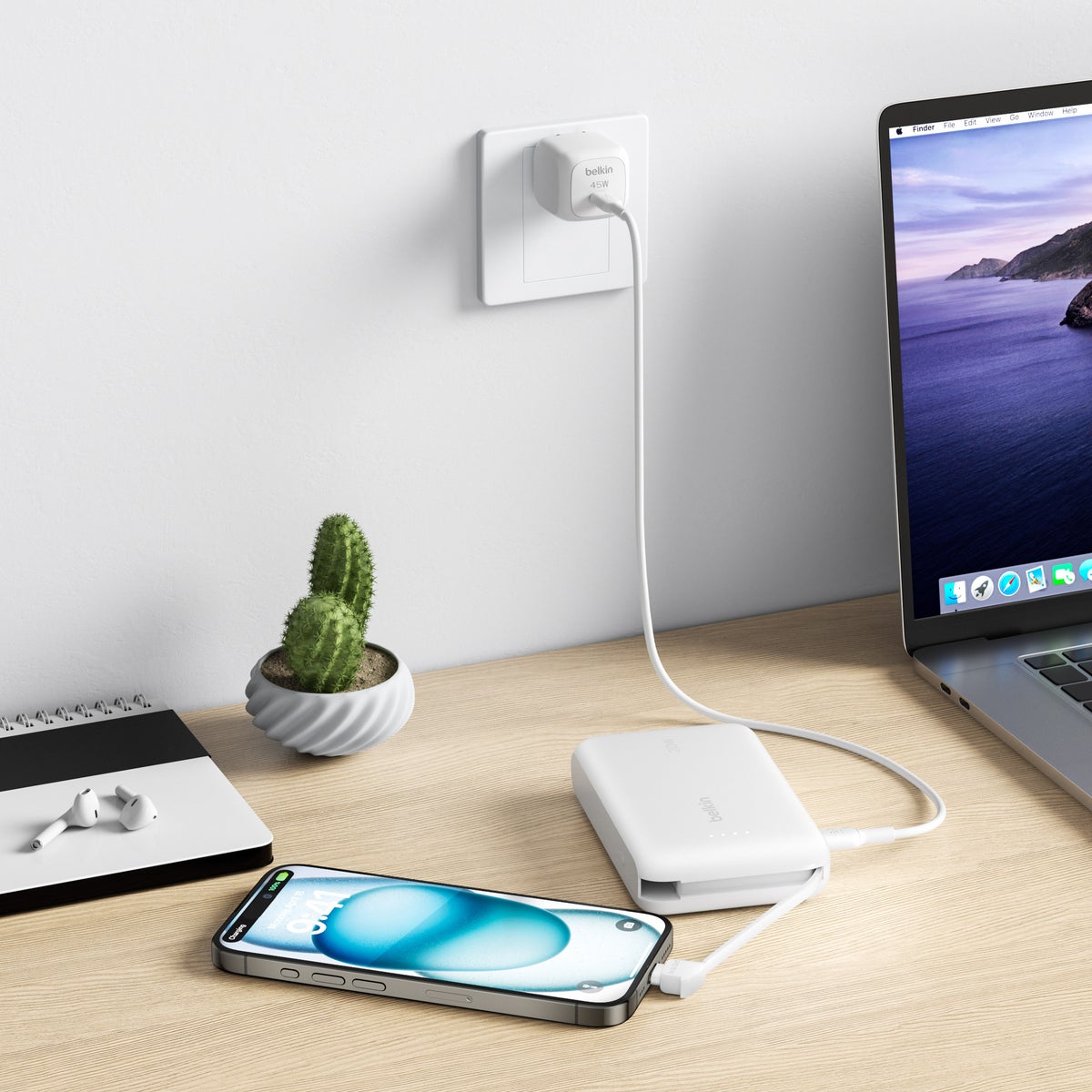 Belkin Travel Bundle – 10K Power Bank with Integrated USB-C Cable, 30W USB-C Wall Charger, USB-C/C Cable & Travel Pouch - Retail $37