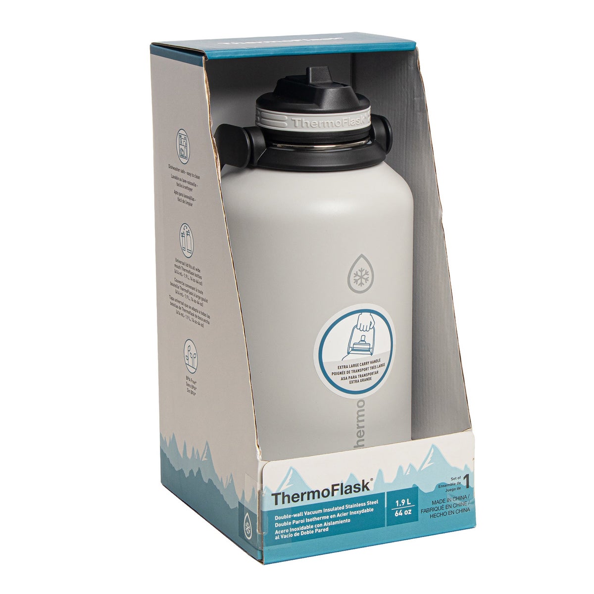 ThermoFlask 64 oz. Double Wall Insulated Stainless Steel Bottle with Straw Lid