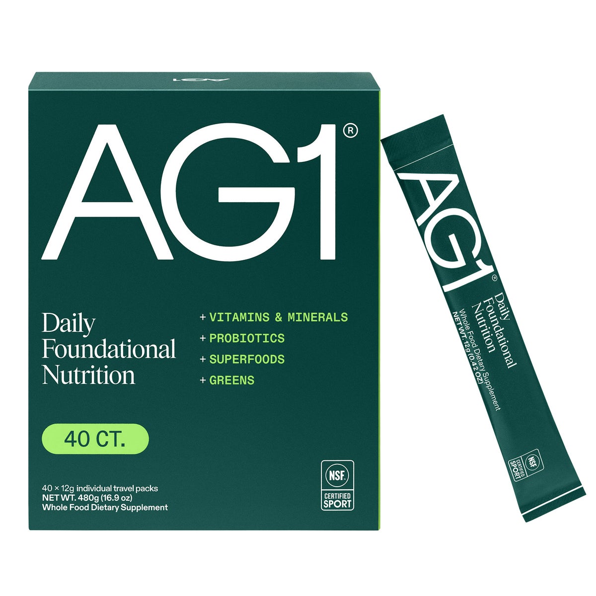 AG1 Classic Formula Greens Powder Supplement, 40 Travel Packs