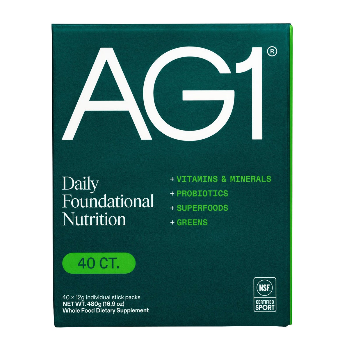 AG1 Classic Formula Greens Powder Supplement, 40 Travel Packs