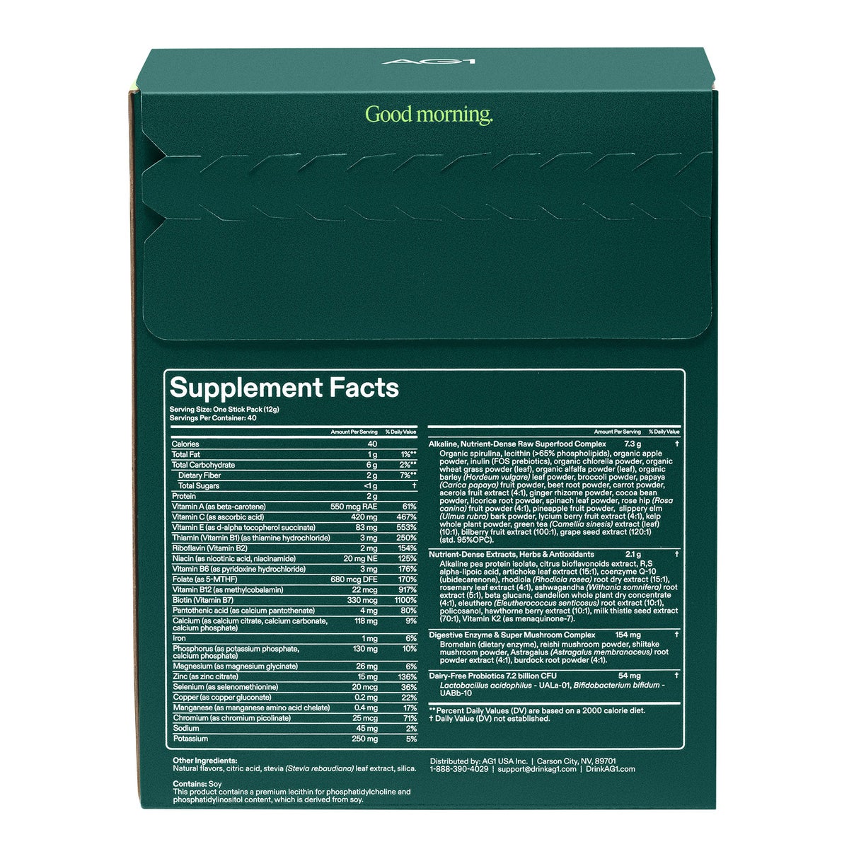 AG1 Classic Formula Greens Powder Supplement, 40 Travel Packs