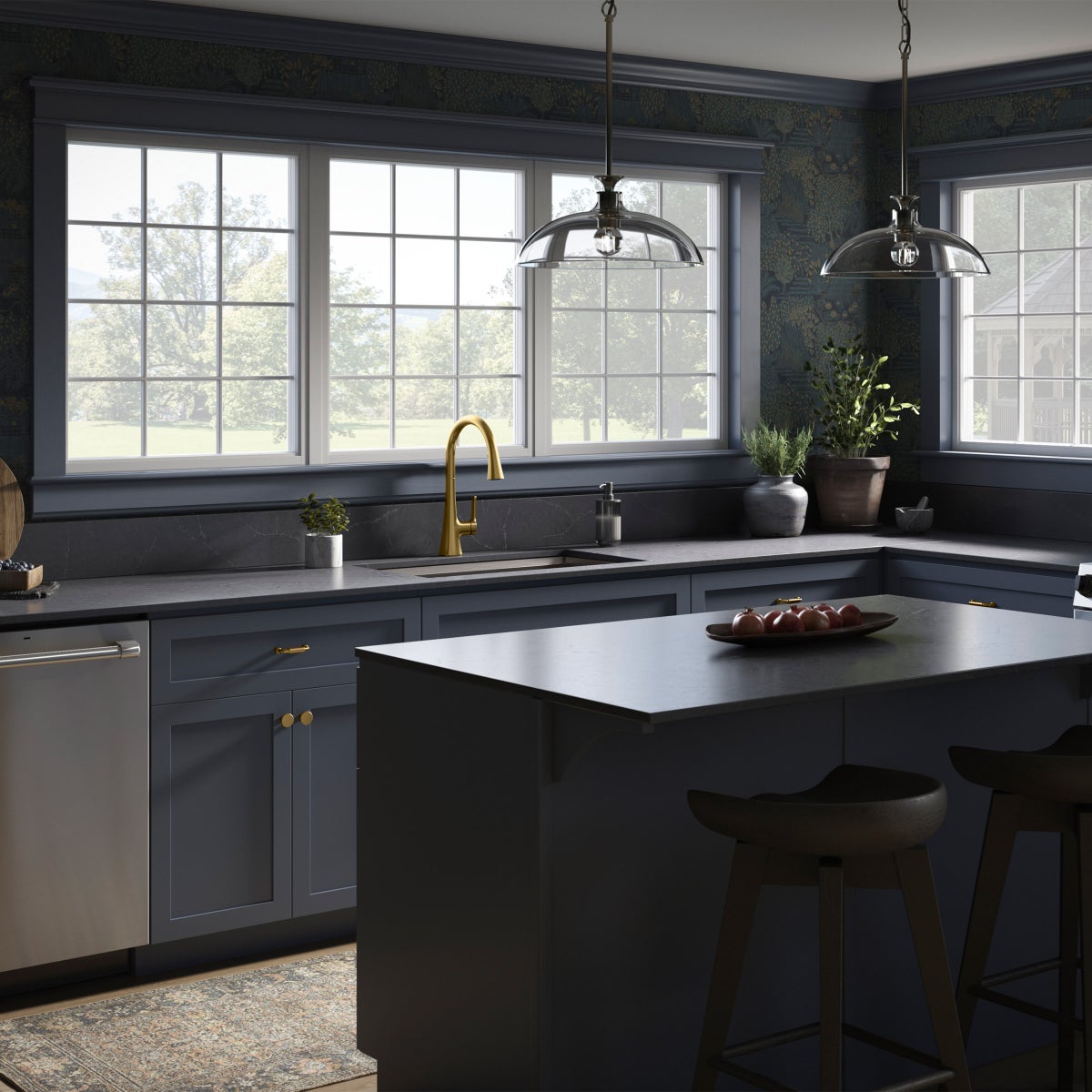 NEW - Kohler Guild Gold Pull-down Kitchen Sink Faucet with Three-function Sprayhead