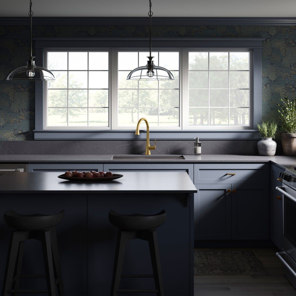 NEW - Kohler Guild Gold Pull-down Kitchen Sink Faucet with Three-function Sprayhead