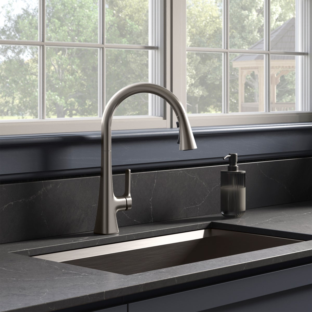 NEW - Kohler Guild Stainless Pull-down Kitchen Sink Faucet with Three-function Sprayhead