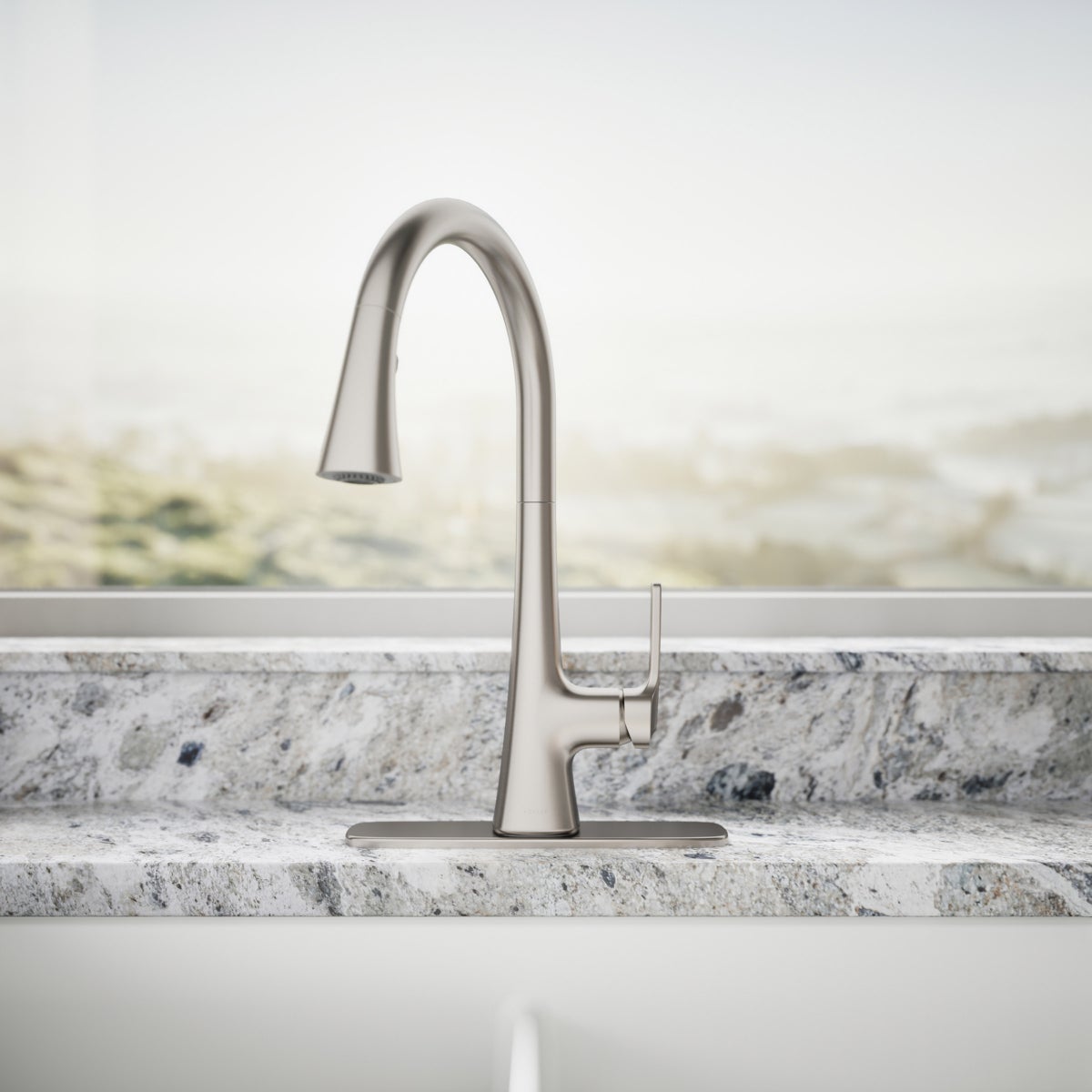 NEW - Kohler Guild Pull-down Kitchen Sink Faucet with Three-function Sprayhead, Chrome