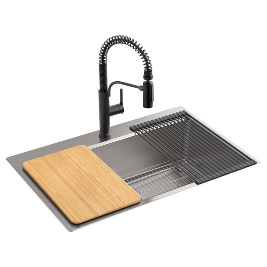 NEW - Kohler Provo 33" Dual Mount Single-bowl Workstation Kitchen Sink Kit