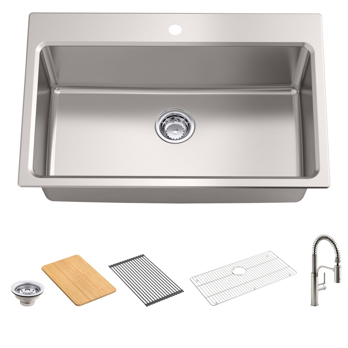 Kohler Provo 33" Dual Mount Single-bowl Workstation Kitchen Sink Kit