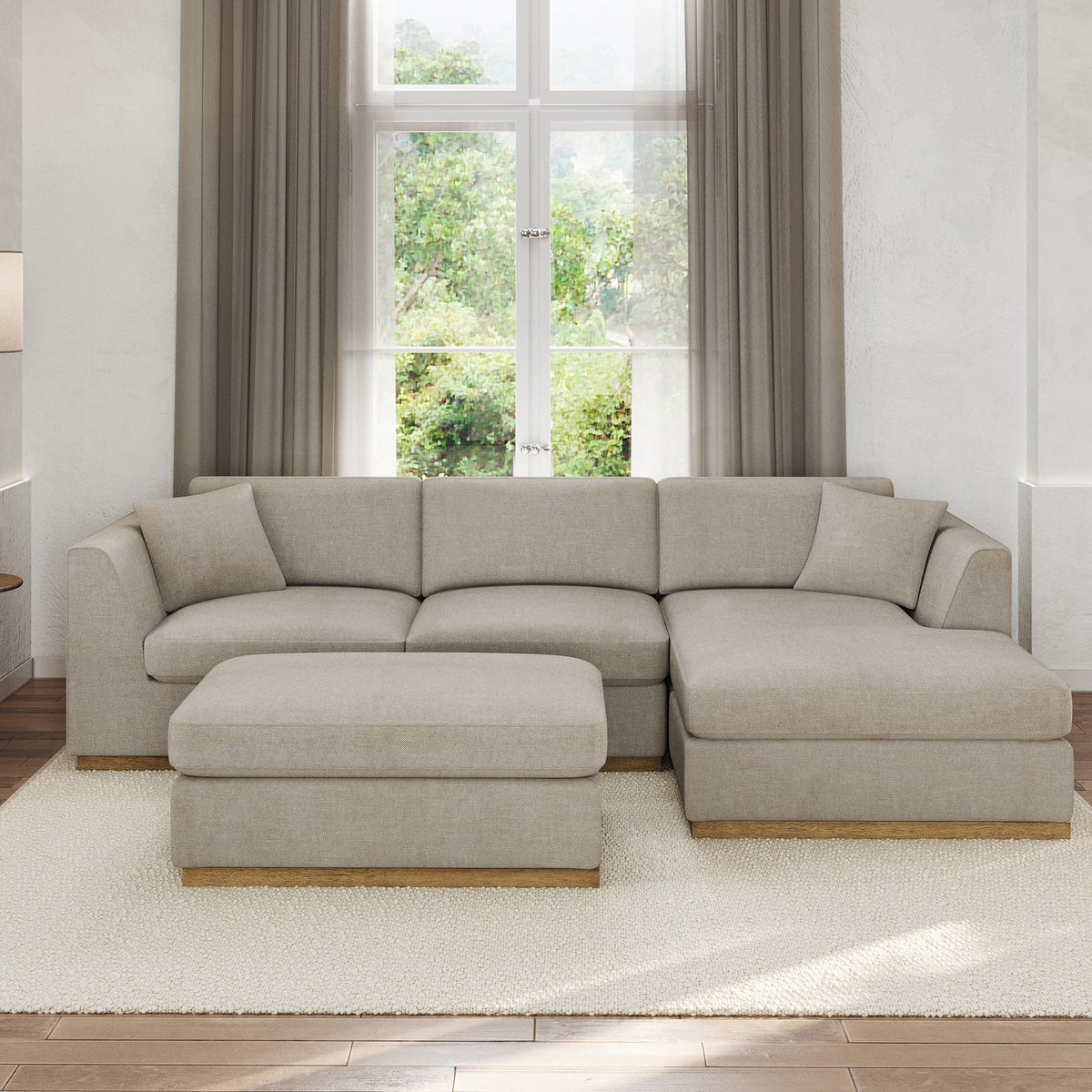 Henredon Caley Reversible Sofa Chaise with Ottoman
