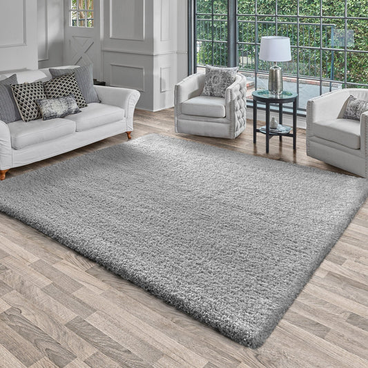 Thomasville Marketplace Luxury Shag Rug Collection, Silver, Rug Size 6 ft. 6 in. x 9 ft. 6 in.