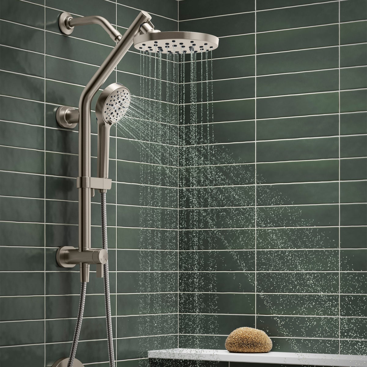 Kohler HydroRail 3-in-1 Multifunction Showerhead and Column Kit, Brushed Nickel
