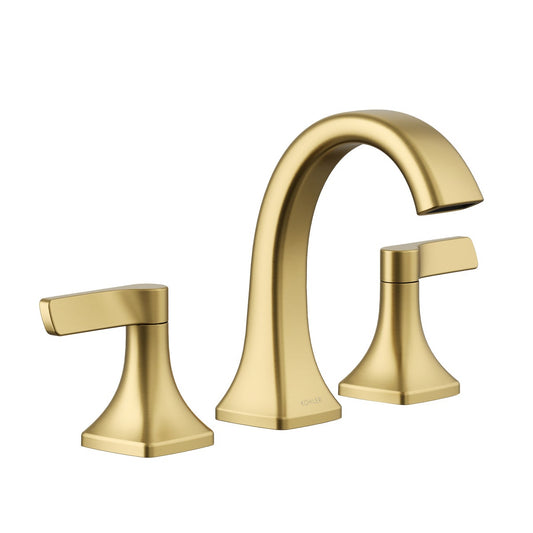 New - Kohler Riverly Widespread Bathroom Sink Faucet Gold