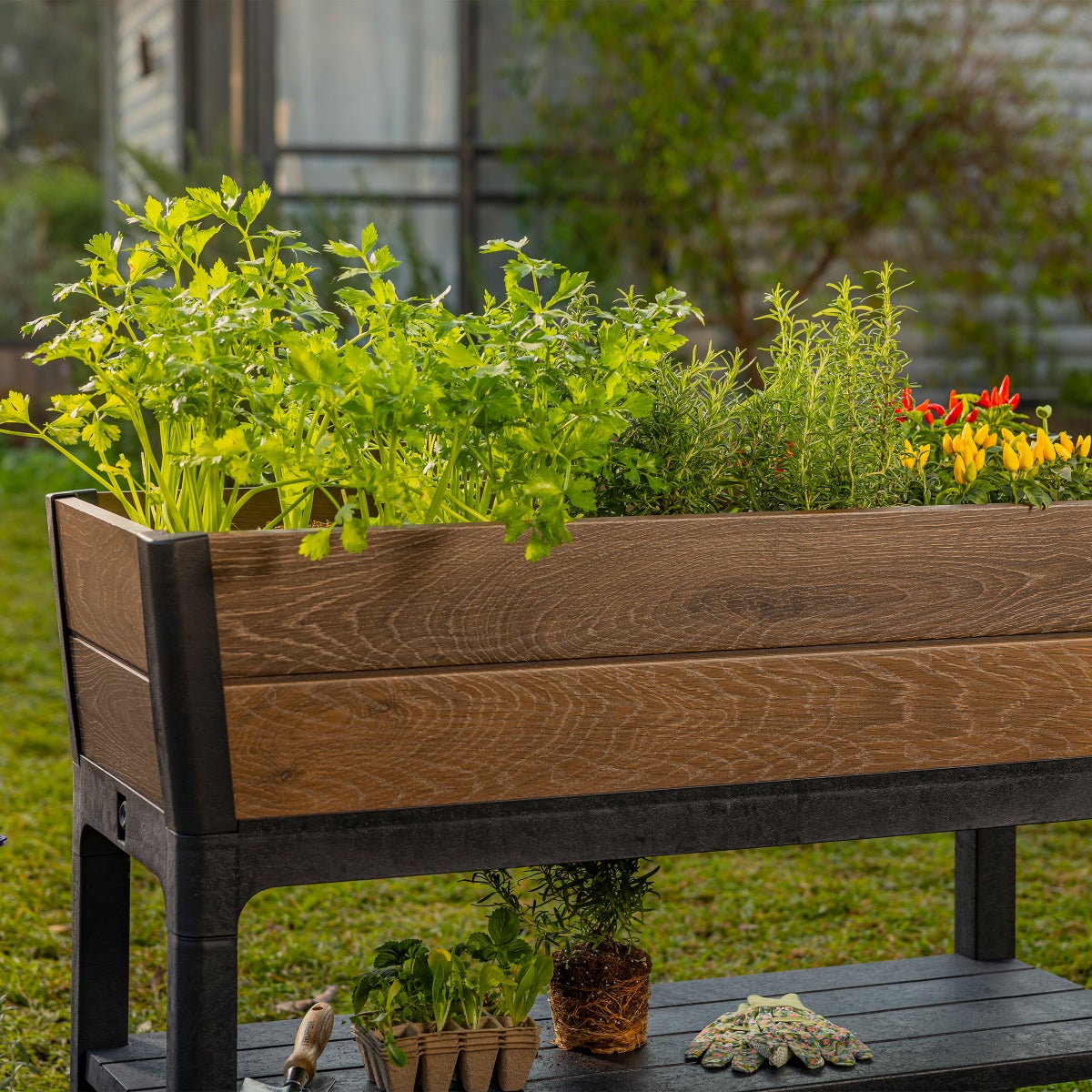 NEW - Walnut Elevated Garden Bed