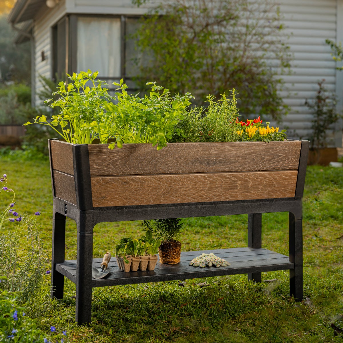 NEW - Walnut Elevated Garden Bed