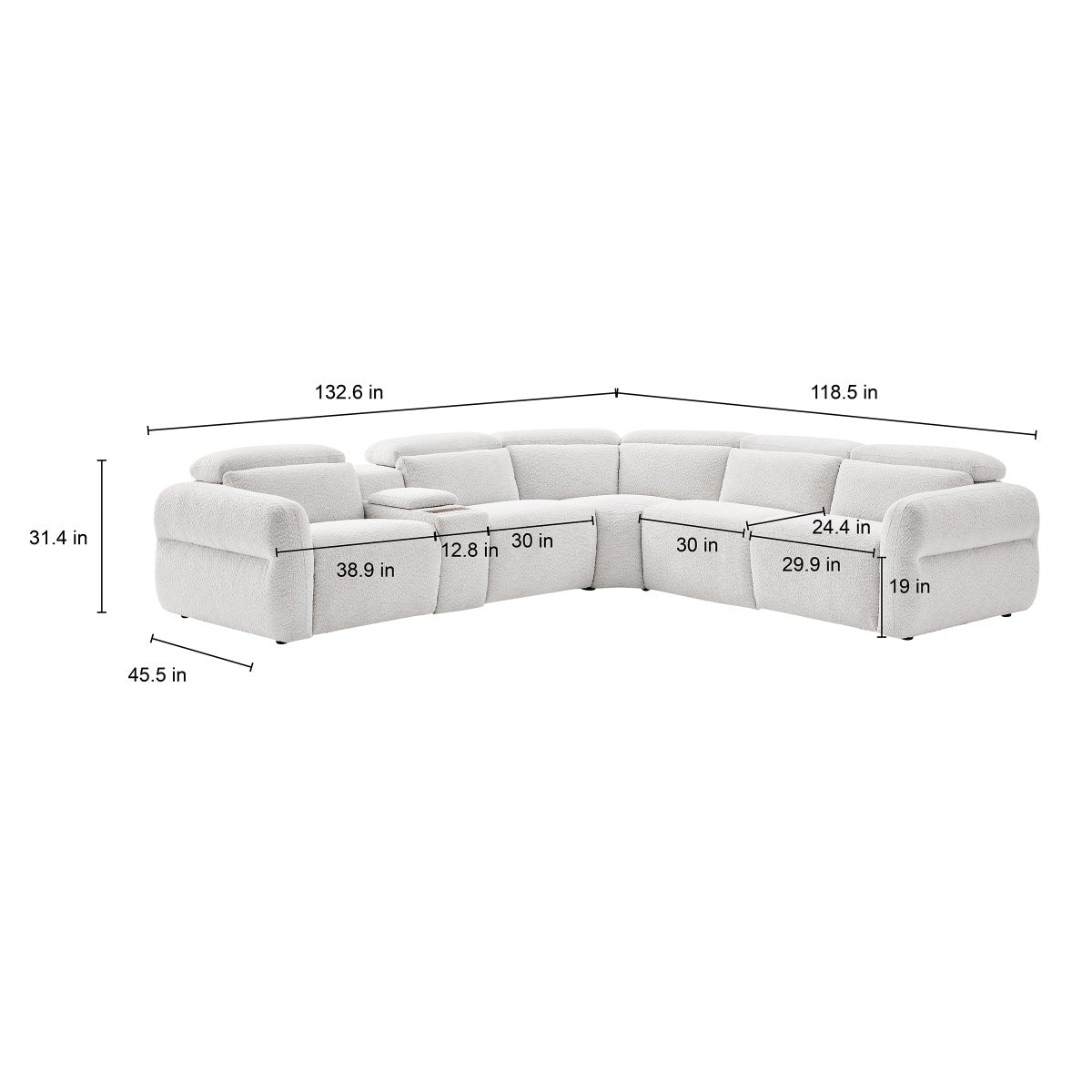 Monroe 6-piece Fabric Power Reclining Sectional with Power Headrests
