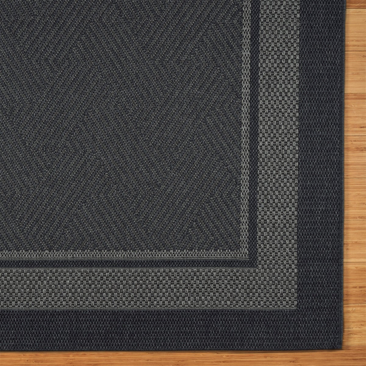 Ravenna Indoor/Outdoor Rug, Geo Border Charcoal, Rug Size: 8 ft. 8 in. x 13 ft.