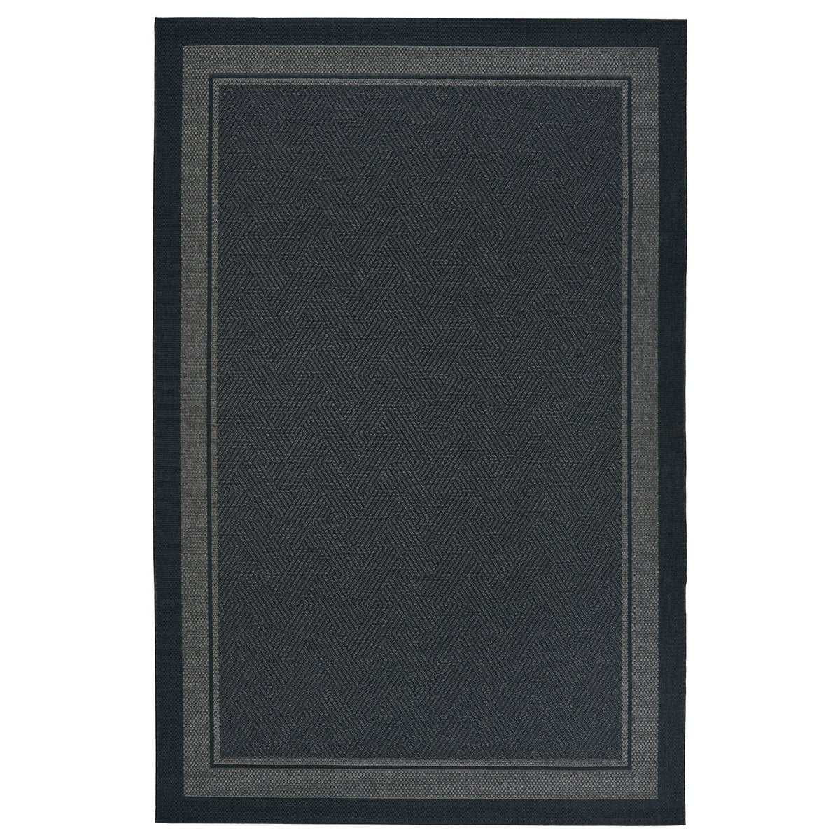 Ravenna Indoor/Outdoor Rug, Geo Border Charcoal, Rug Size: 8 ft. 8 in. x 13 ft.