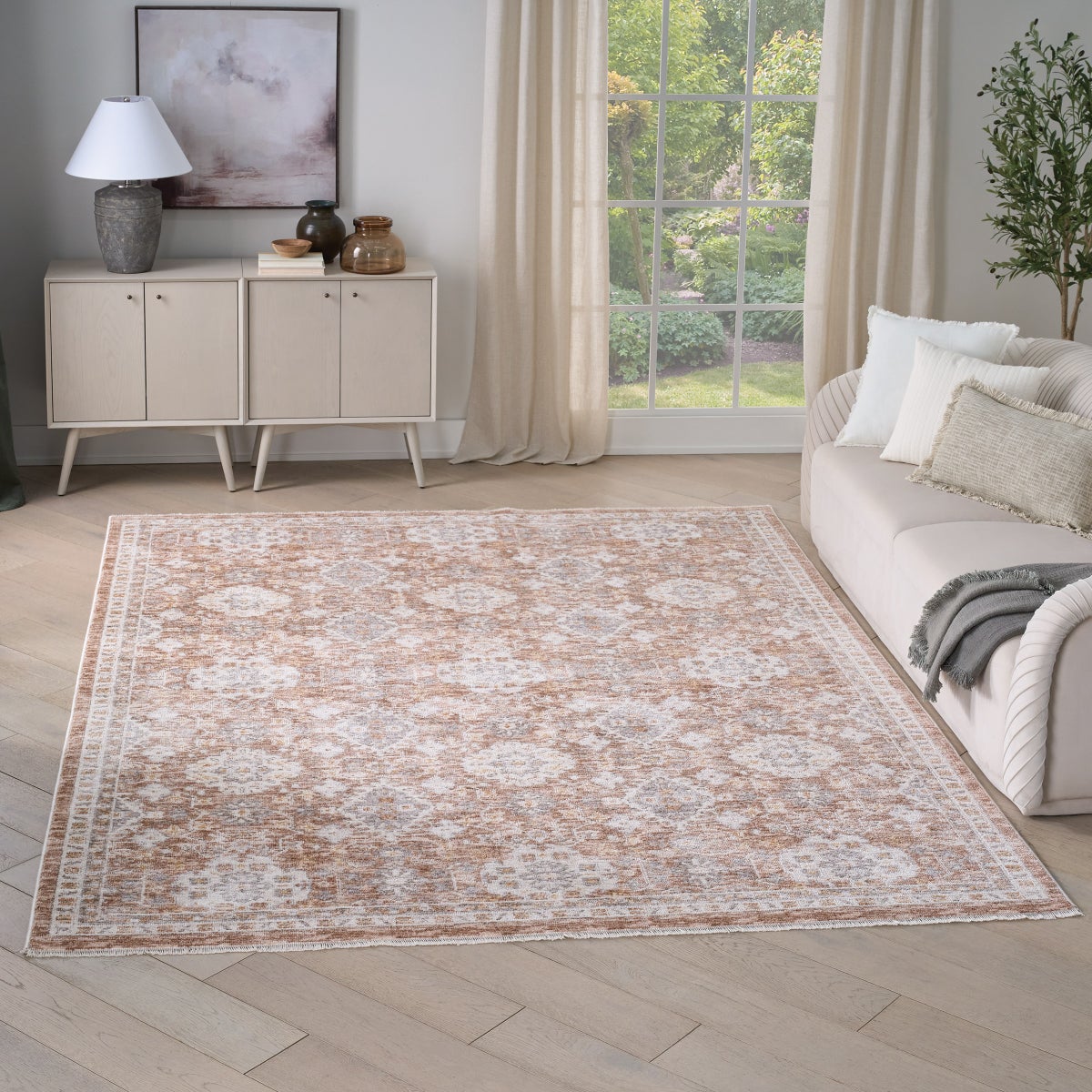 Nourison Hastings Area Rug Collection, Cian Ivory/Rust,  7 ft. 10 in. x 9 ft. 10 in.