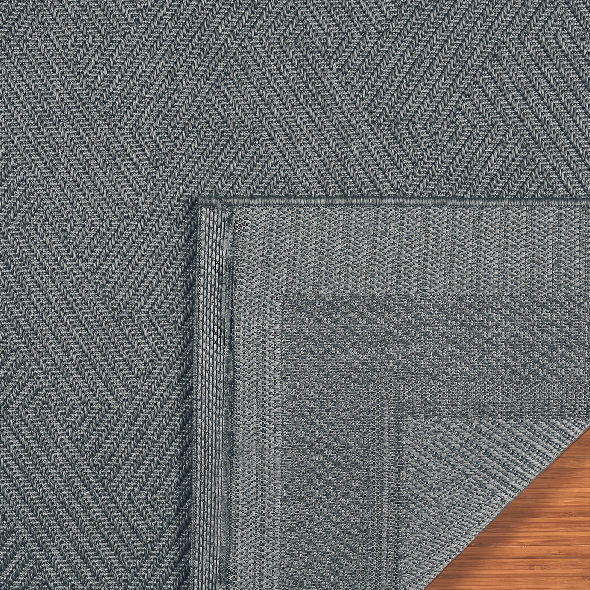 Ravenna Indoor/Outdoor Rug, Geo Border Silver, Rug Size: 6 ft. 6 in. b ...