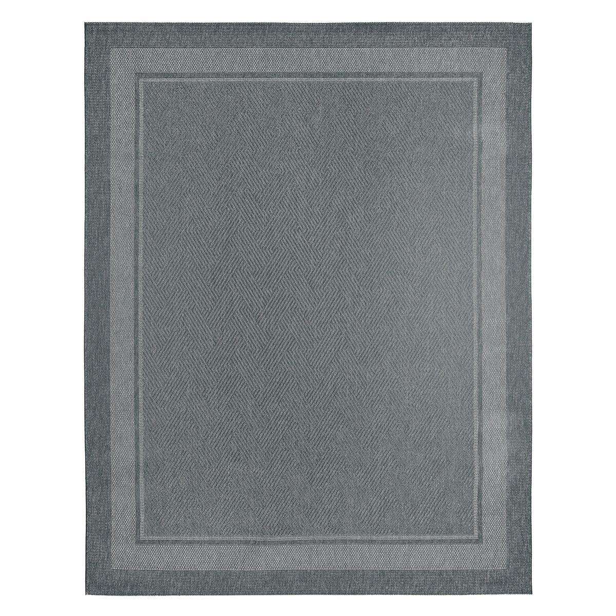 Ravenna Indoor/Outdoor Rug, Geo Border Silver, Rug Size: 6 ft. 6 in. b ...