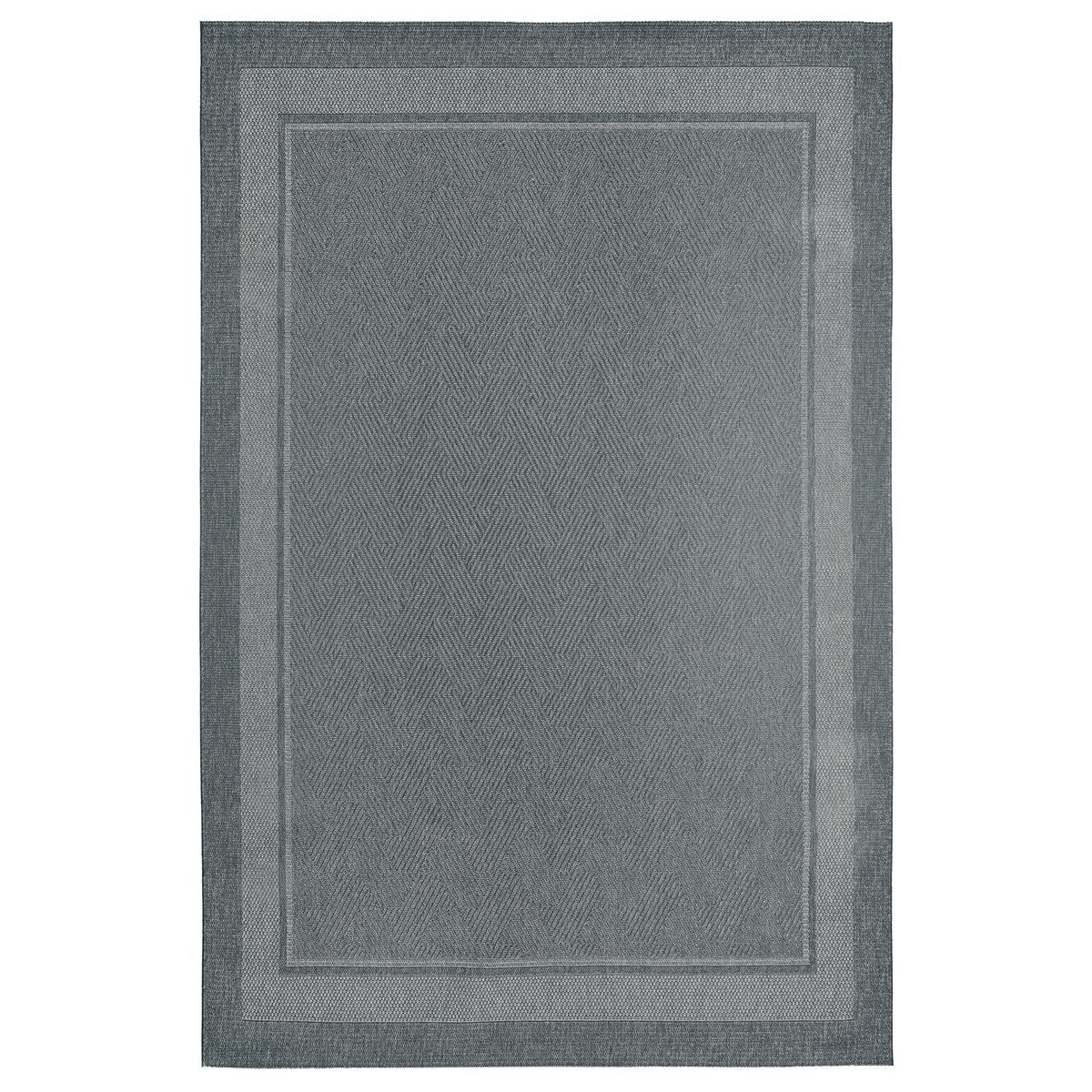 Ravenna Indoor/Outdoor Rug, Geo Border Silver, Rug Size: 8 ft. 8 in. x 13 ft.