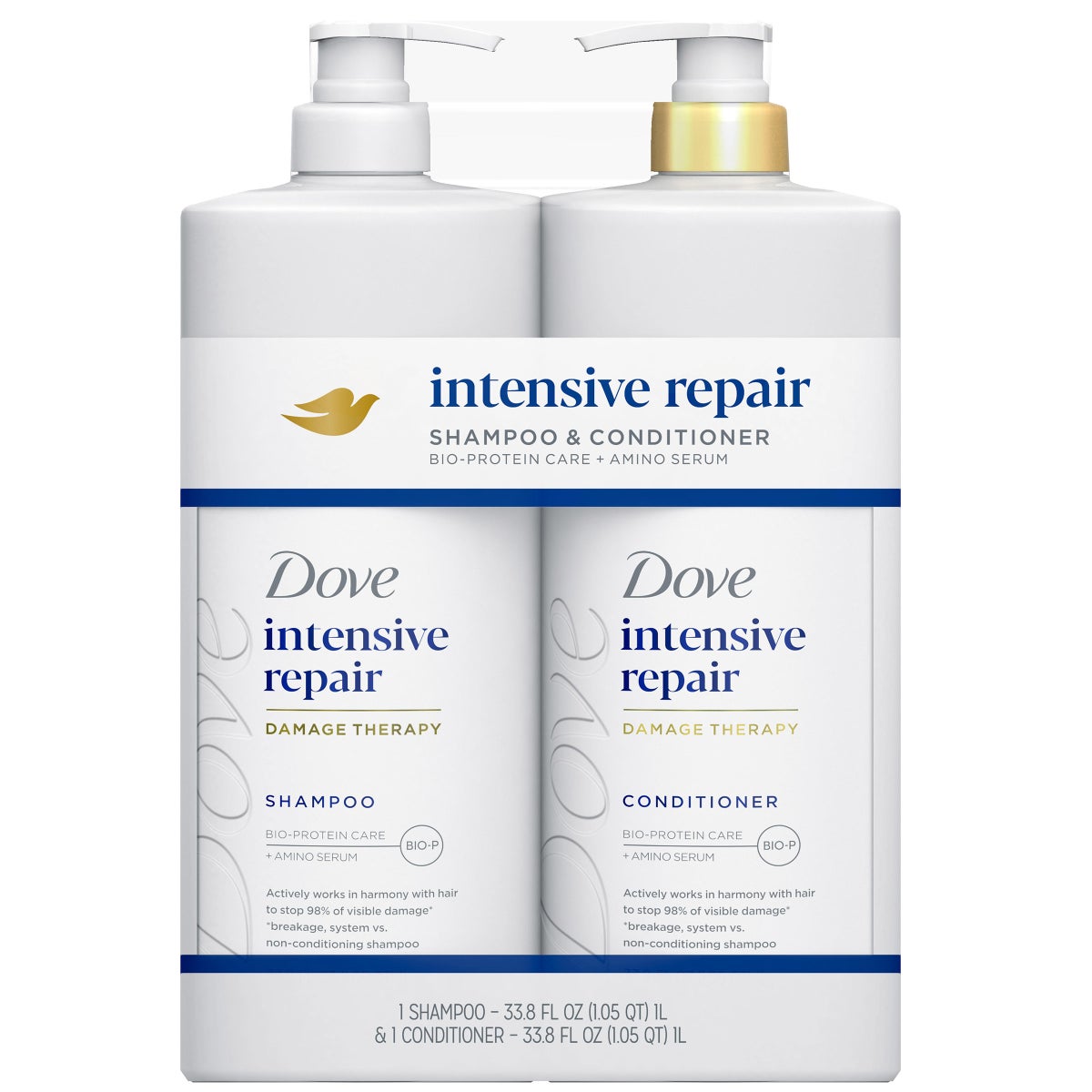 NEW - Dove Intensive Repair Damage Therapy Shampoo & Conditioner Set, 33.8 fl oz