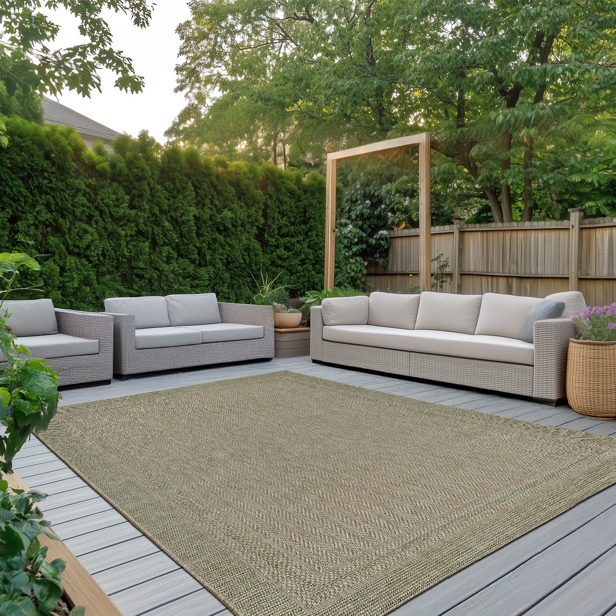 Ravenna Indoor/Outdoor Rug, 7 ft. 10 in. x 10 ft. Landry Green