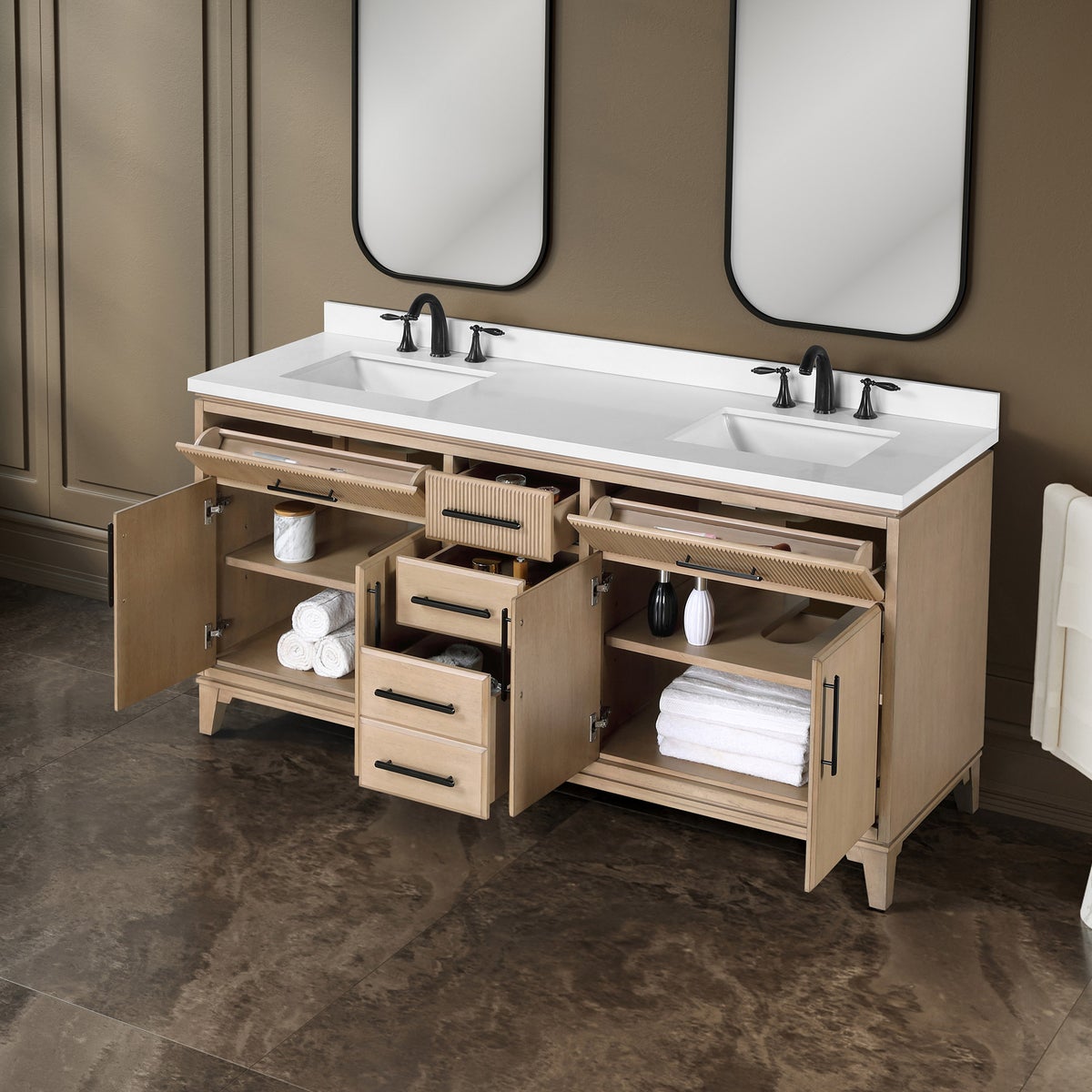 Loxley Rowe Marbella Bath Vanity in Sahara Birch 72"