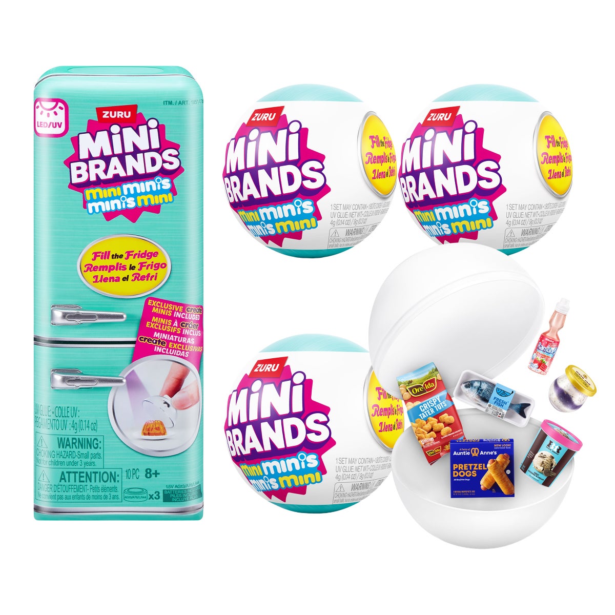 Mini Brands Fill the Fridge S1 Playset with 3 Capsules