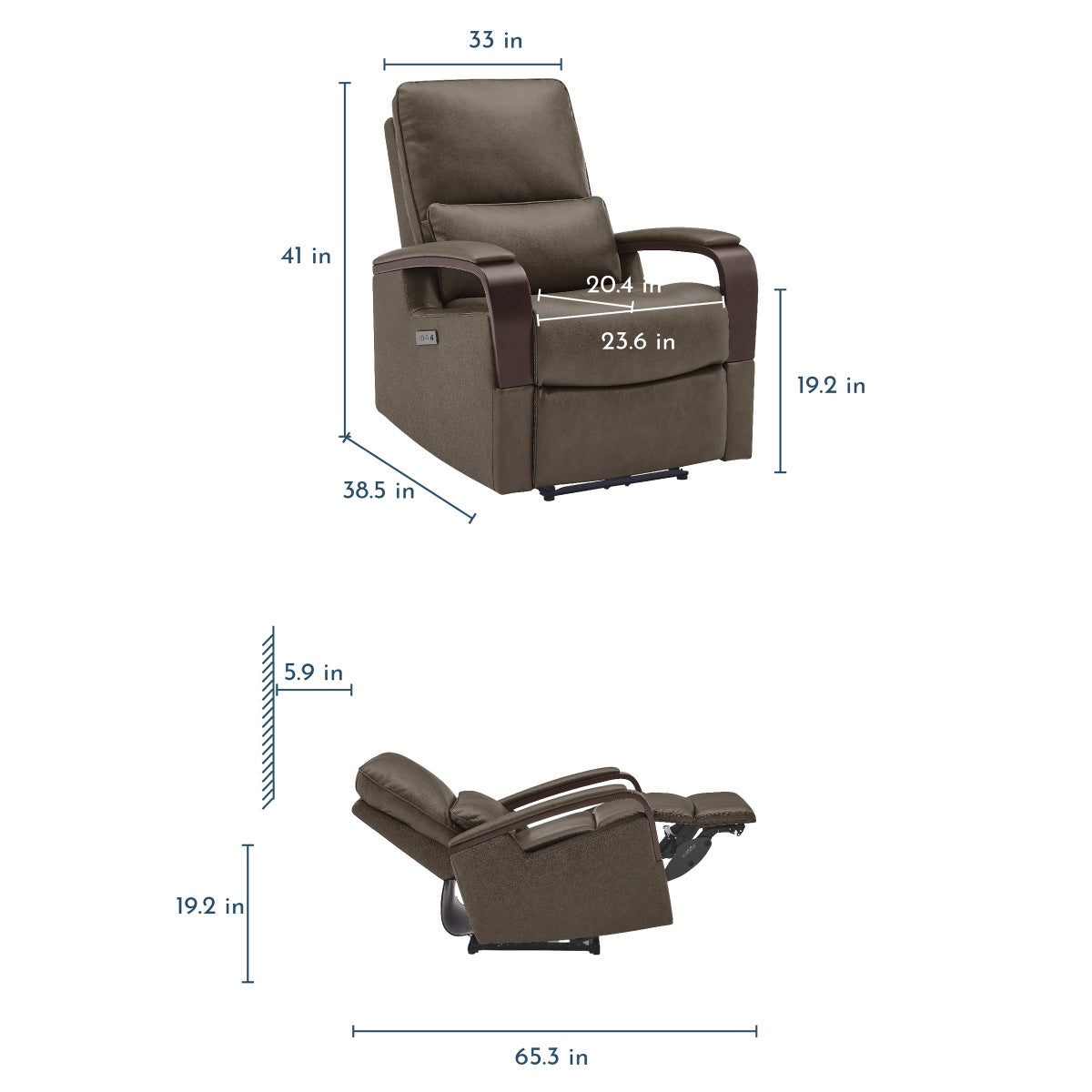 Shayne Leather Power Recliner with Power Headrest