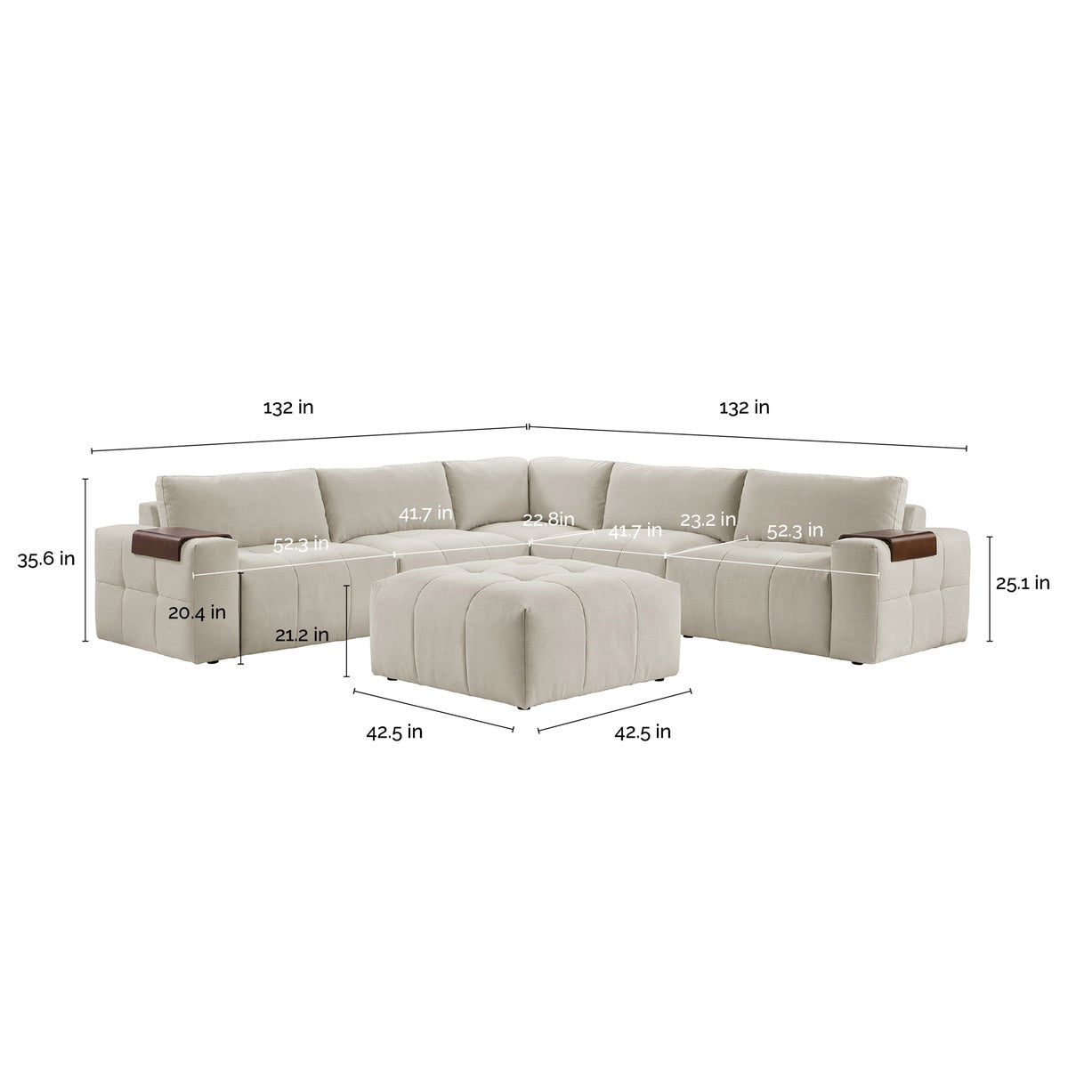 Paige 6-piece Modular Fabric Sectional