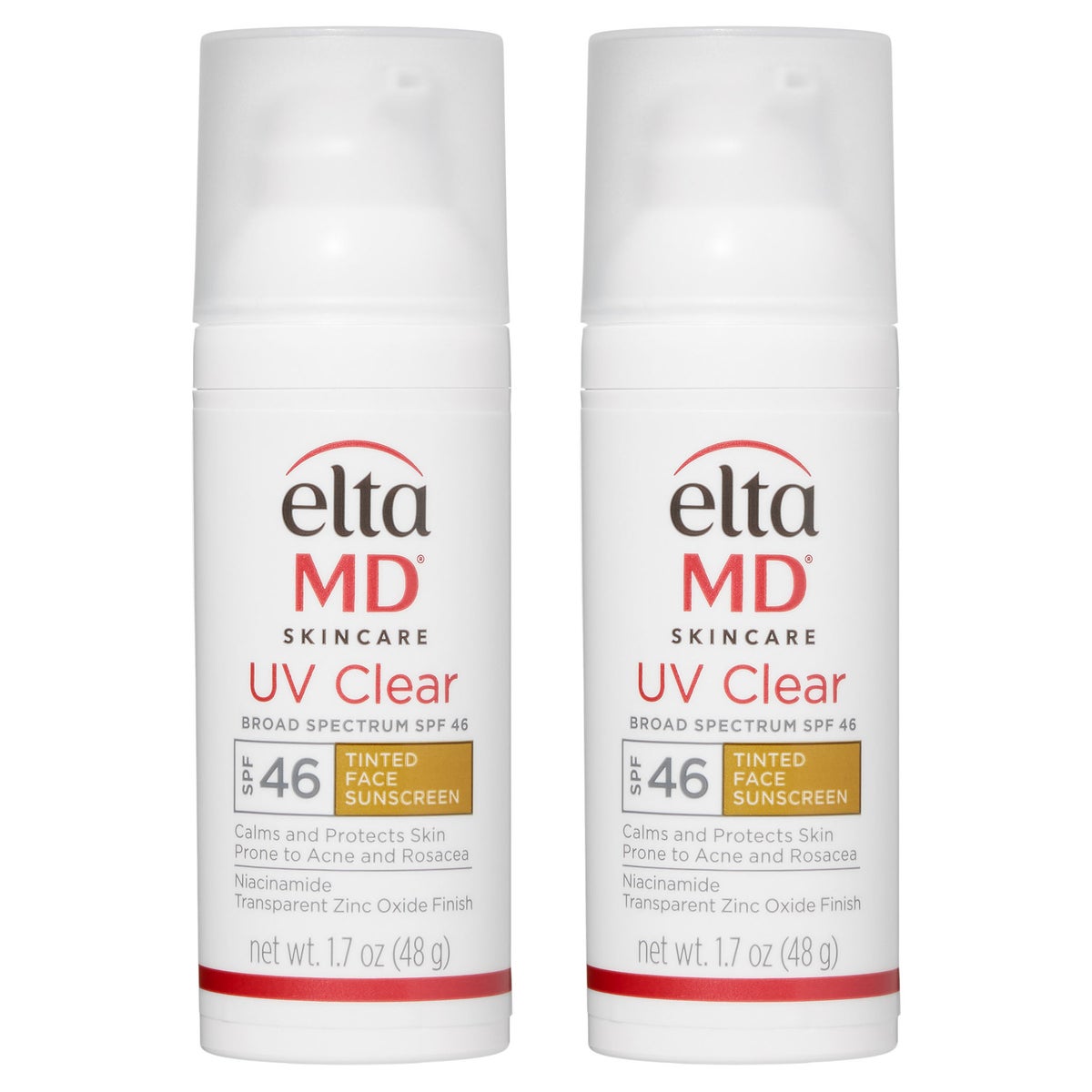 EltaMD UV Clear Tinted Broad Spectrum SPF 46, 1.7 oz, 2-pack