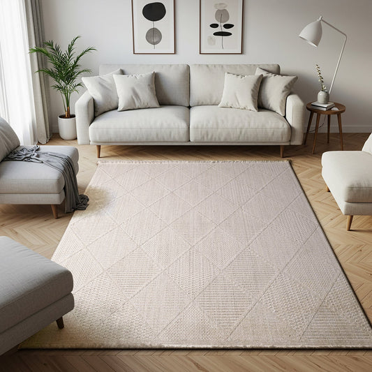 Serenity Area Rug Collection, Rassa Cream, Rug Size: 5 ft. 3 in. by 7 ft.