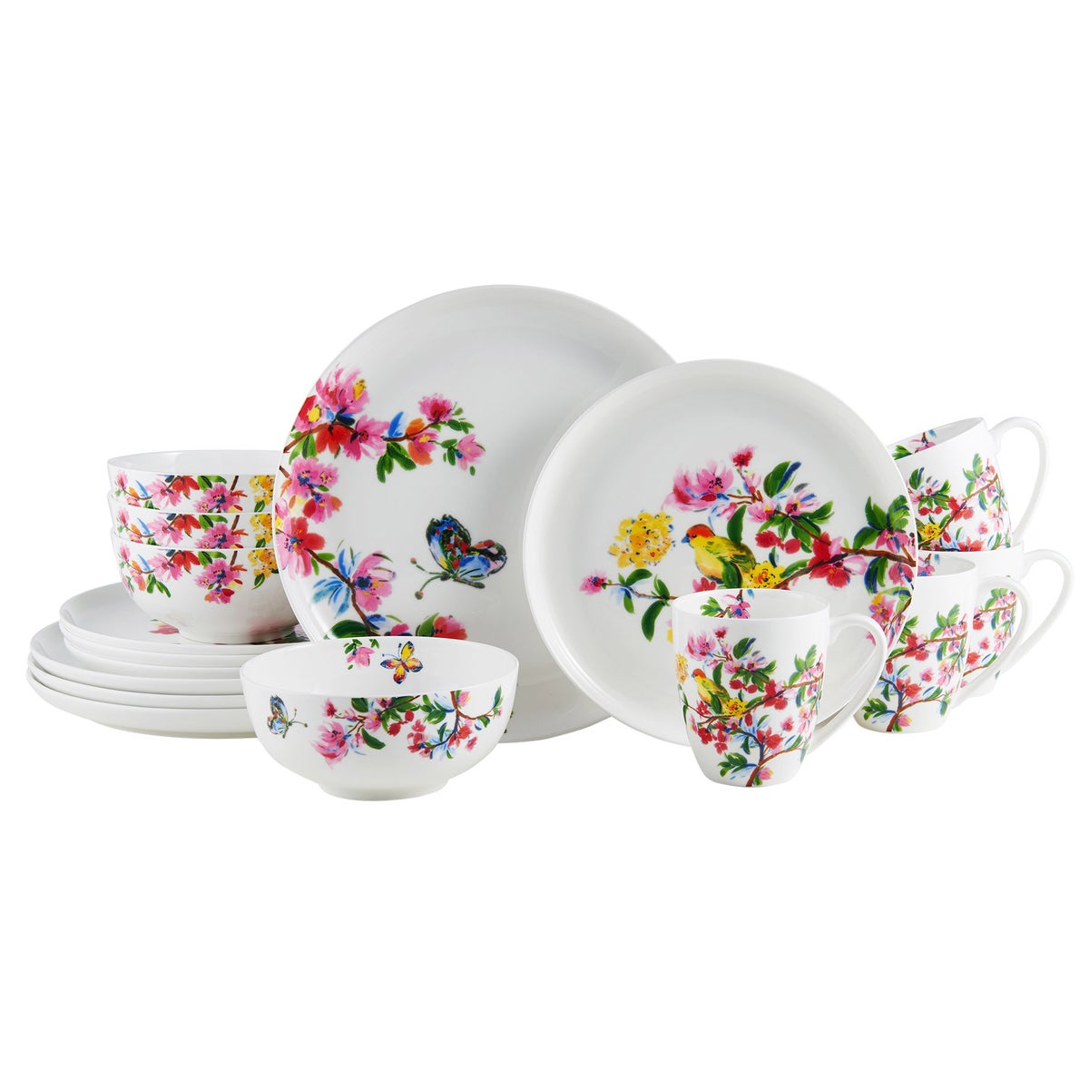 NEW - Mikasa Butterfly Garden Bone China 16-piece Dinnerware Set