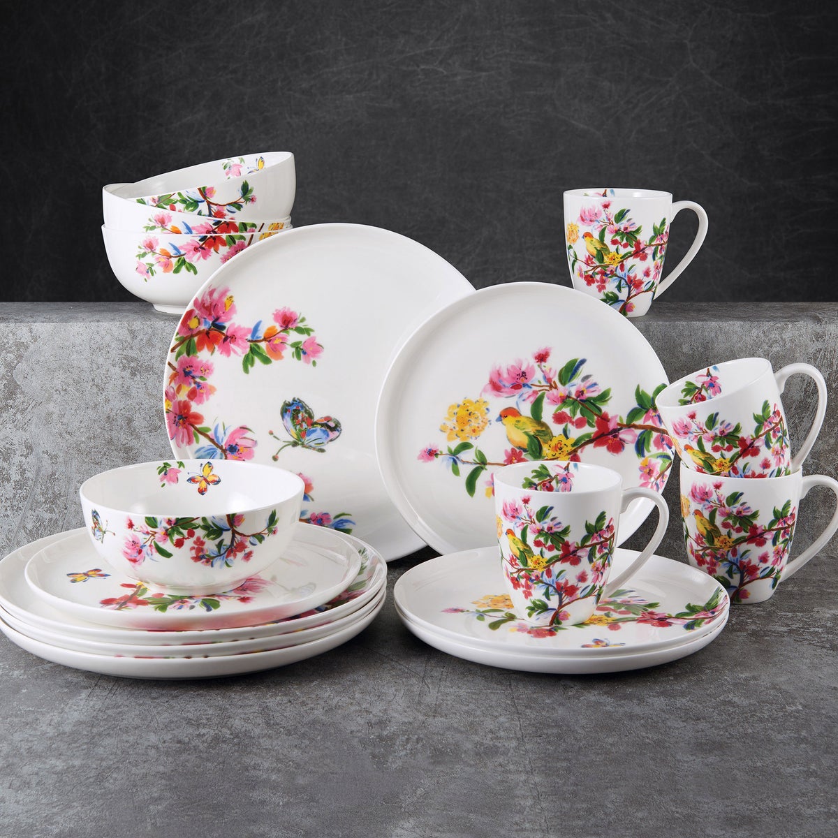 NEW - Mikasa Butterfly Garden Bone China 16-piece Dinnerware Set