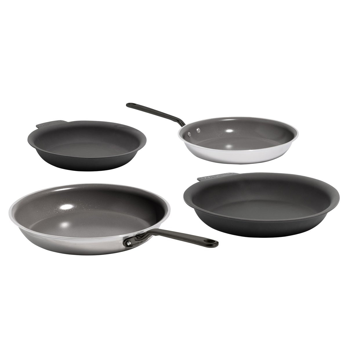 NEW - MADE IN 4-piece CeramiClad Non-Stick Frying Pan Set