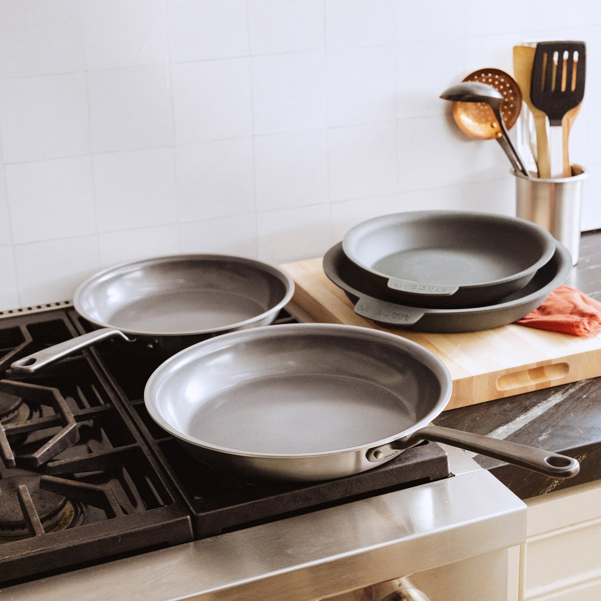 NEW - MADE IN 4-piece CeramiClad Non-Stick Frying Pan Set