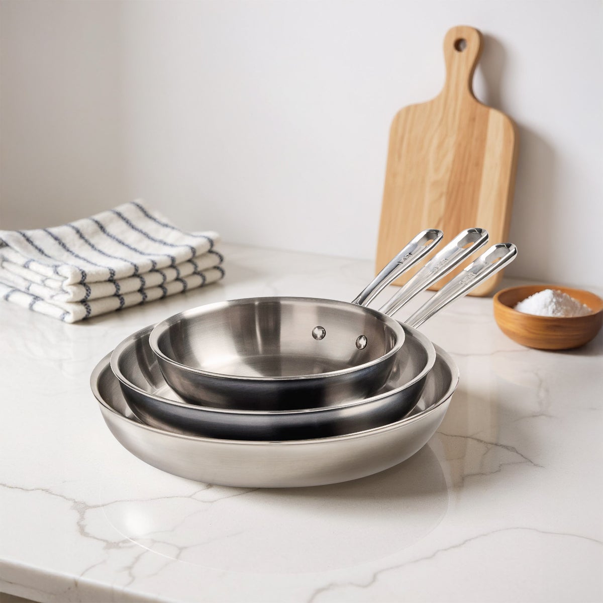 T-fal Pro Tri-Ply Stainless Steel 3-piece Frypan Set