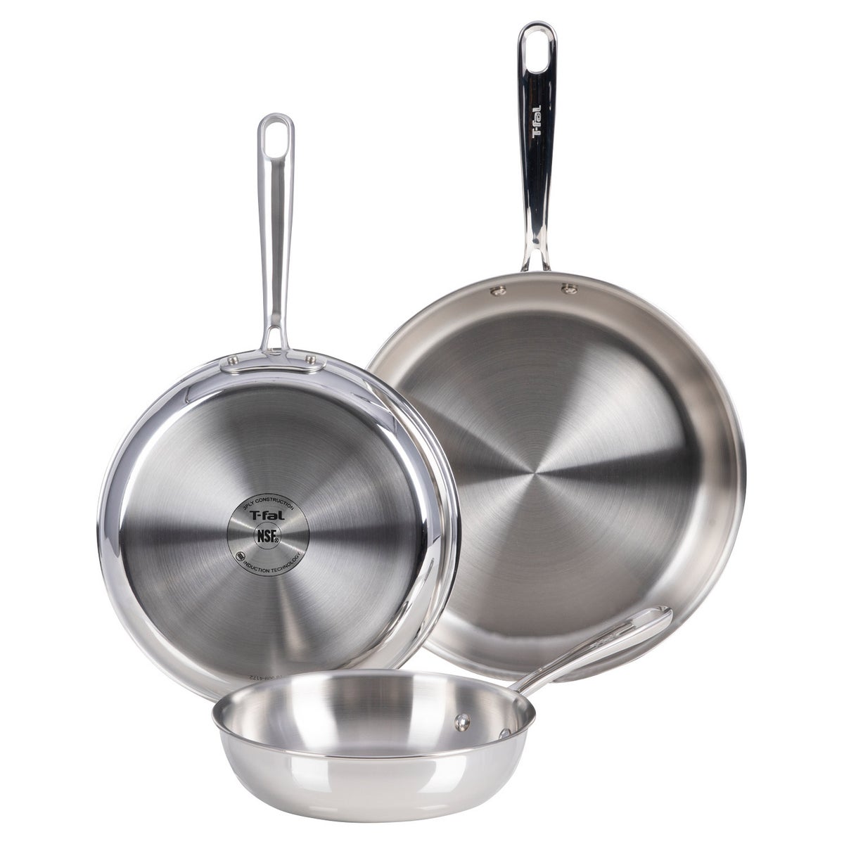 T-fal Pro Tri-Ply Stainless Steel 3-piece Frypan Set