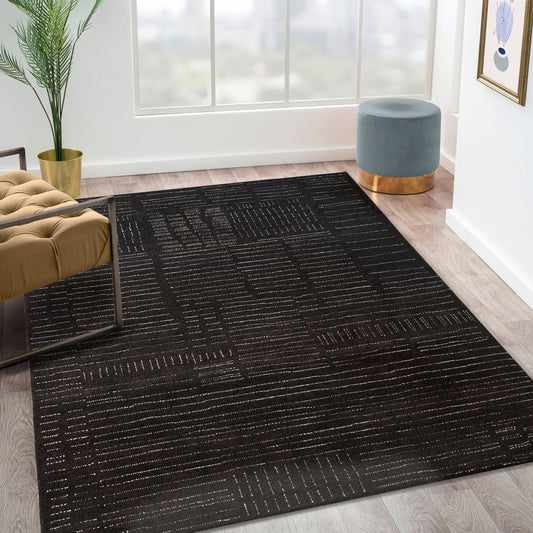 Obeetee Nomad Wool Area Rug Collection, Nina Charcoal  8 ft. 9 in. x 11 ft. 9 in
